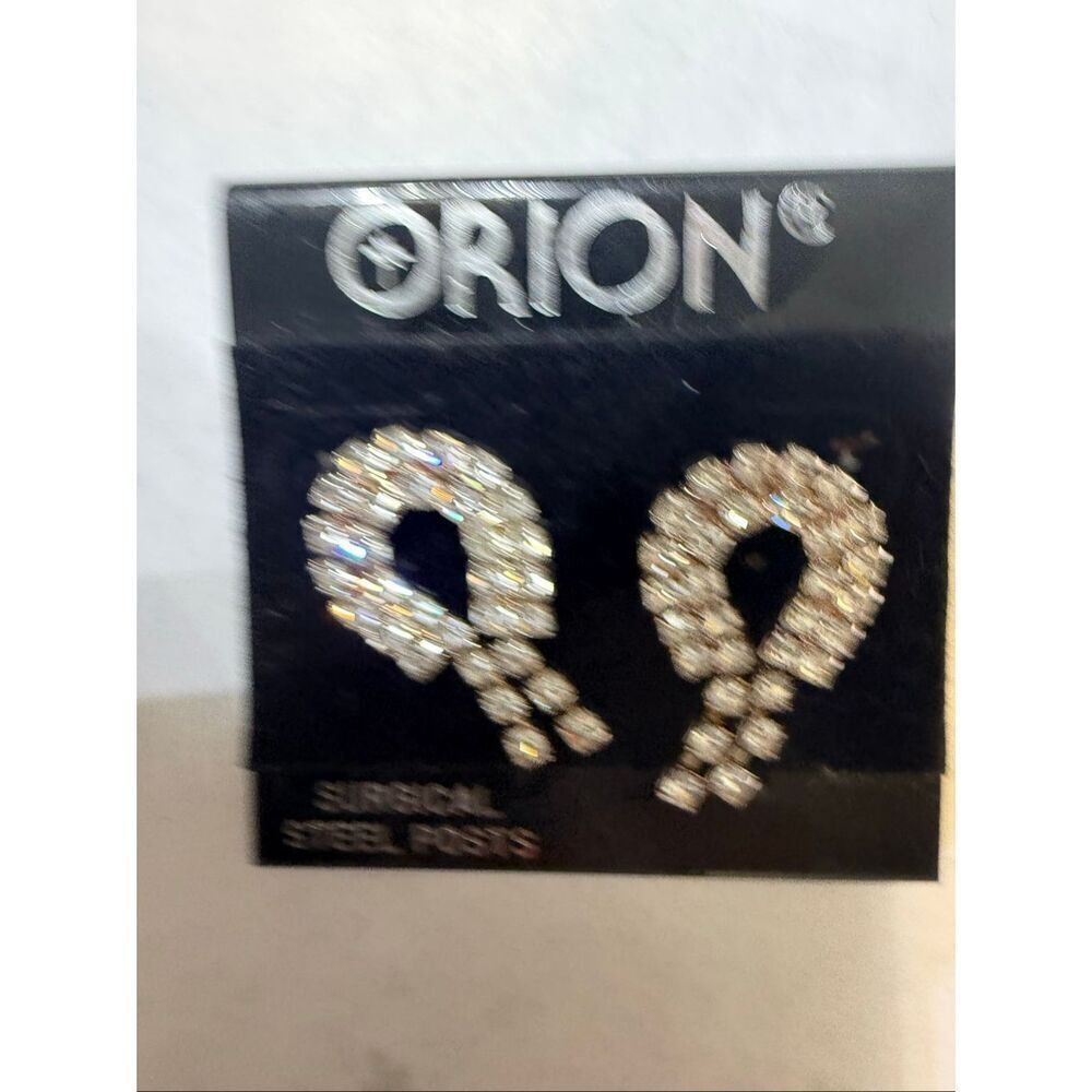 Orion Women's Silver Surgical Steel Posts Rhinestone Stud Dangle Earrings NWT